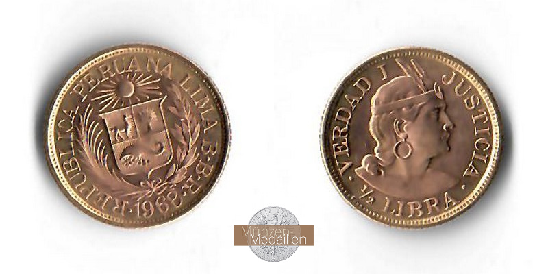 Peru MM-Frankfurt Feingold: 3,66g 1/2 Libra 1968 
