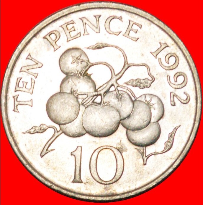  • TOMATE: GUERNSEY ★10 PENCE 1992 KLEINE GRÖSSE! OHNE VORBEHALT!   