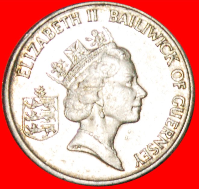  * SCHIFFE : GUERNSEY ★ 5 PENCE 1990! REDUZIERTE GRÖSSE!!! ELISABETH II. (1953-2022) OHNE VORBEHALT!   