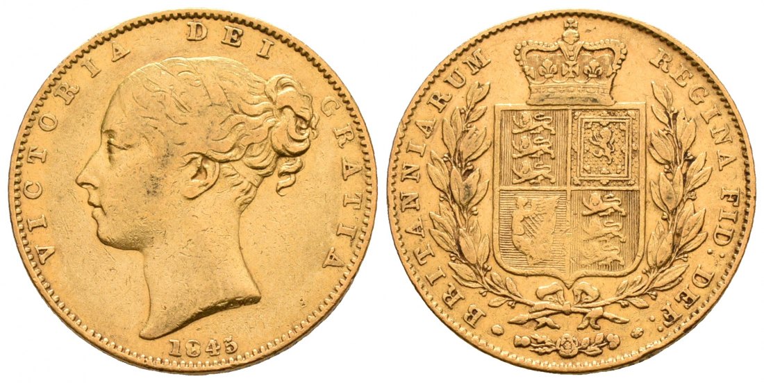 PEUS 5283 Grossbritannien 7,32 g Feingold. Victoria (1837 - 1901) Sovereign GOLD 1845 Sehr schön