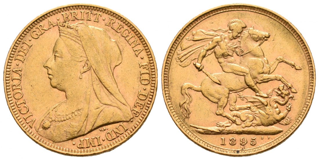PEUS 5284 Großbritannien / Australien 7,32 g Feingold. Victoria ( 1837 - 1901) Sovereign GOLD 1895 M Melbourn Sehr schön