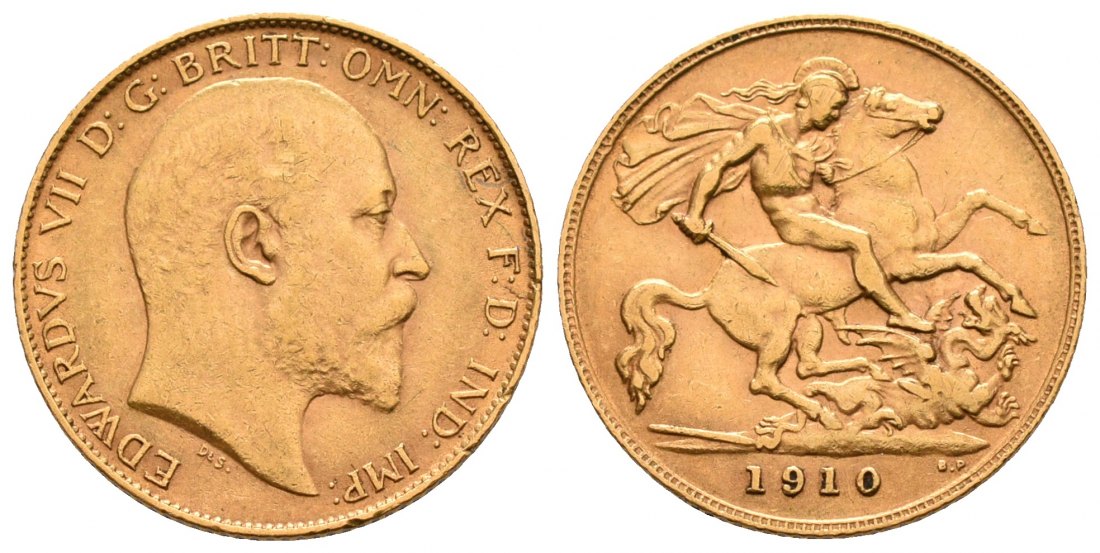 PEUS 5286 Großbritannien 3,66 g Feingold. Eduard VII. (1901 - 1910) 1/2 Sovereign GOLD 1910 Sehr schön