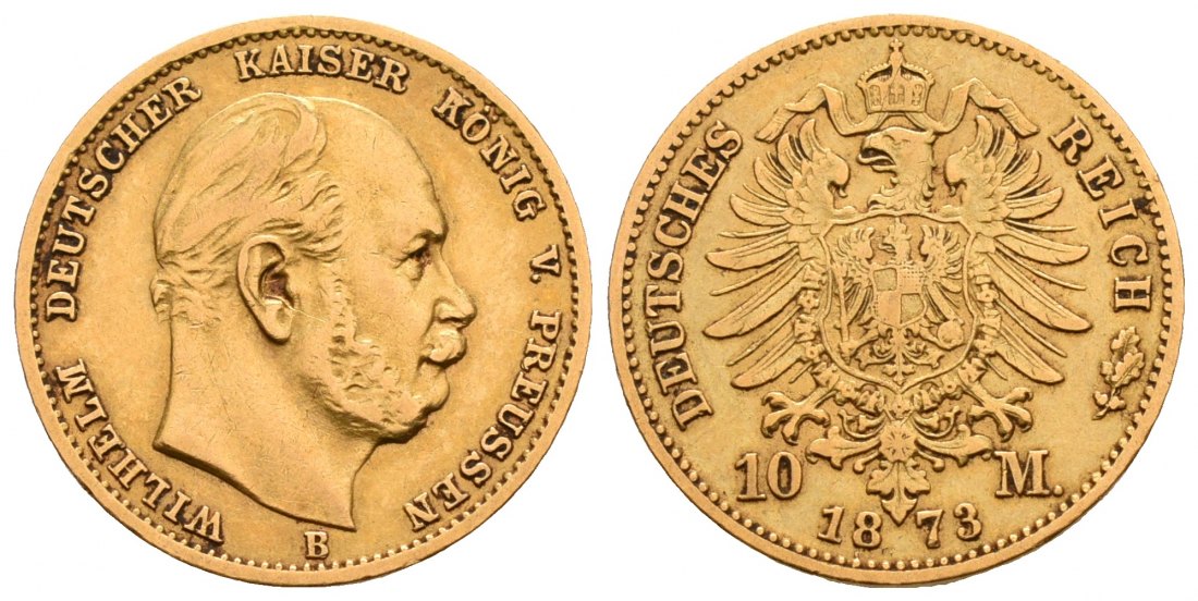 PEUS 5289 Kaiserreich - Preußen 3,58 g Feingold. Wilhelm I. (1861 - 1888) 10 Mark GOLD 1873 B Hannover Sehr schön
