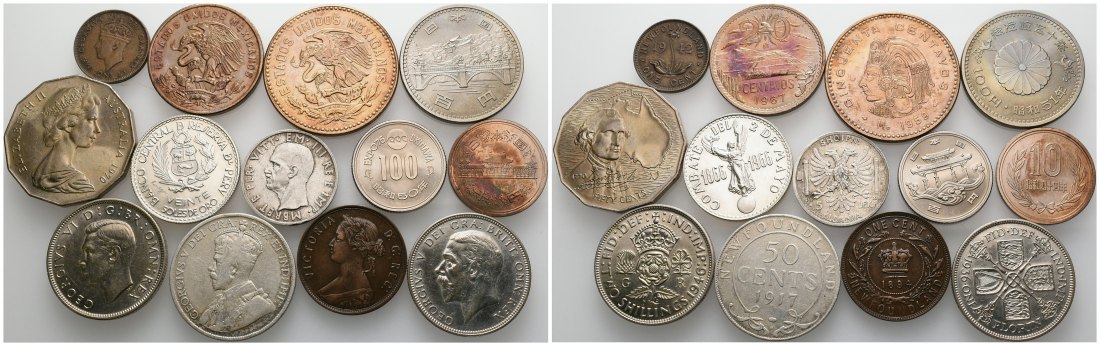 PEUS 5291 Welt-Albanien, New Foundland..  Lot Kleinmünzen (13 Münzen) 1894 - 1970 Sehr schön - Stempelglanz