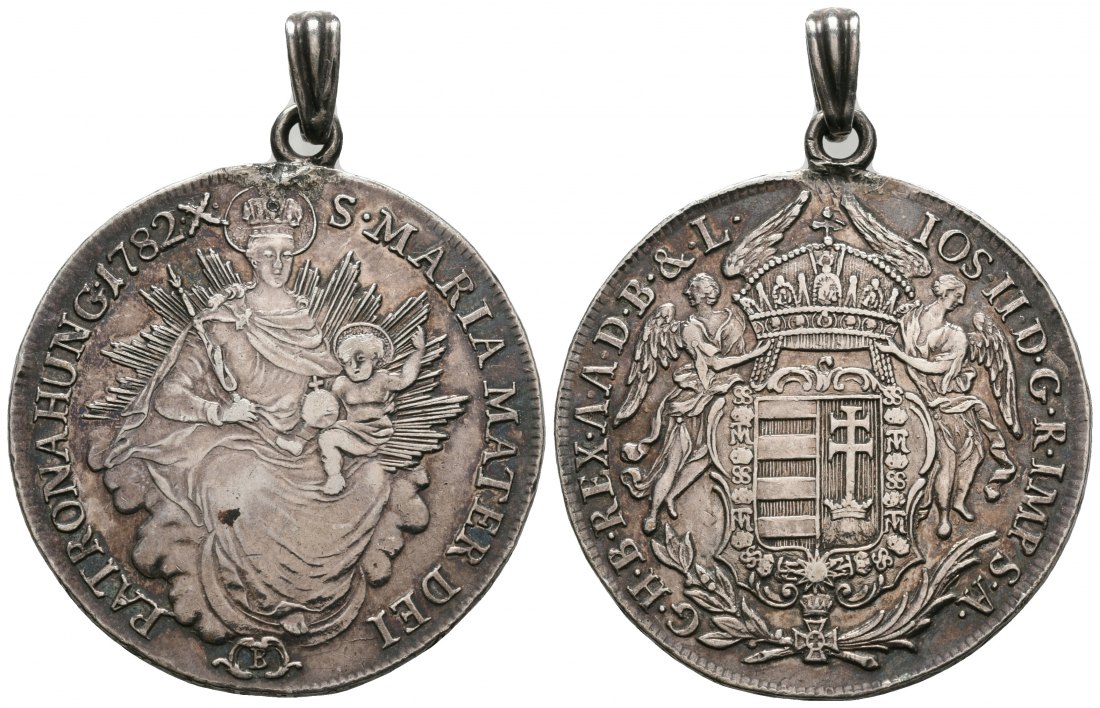 PEUS 5297 Ungarn / Habsburg Joseph II. (1765 - 1790) 1/2 Taler 1782 B Kremnitz Gehenkelt, sehr schön