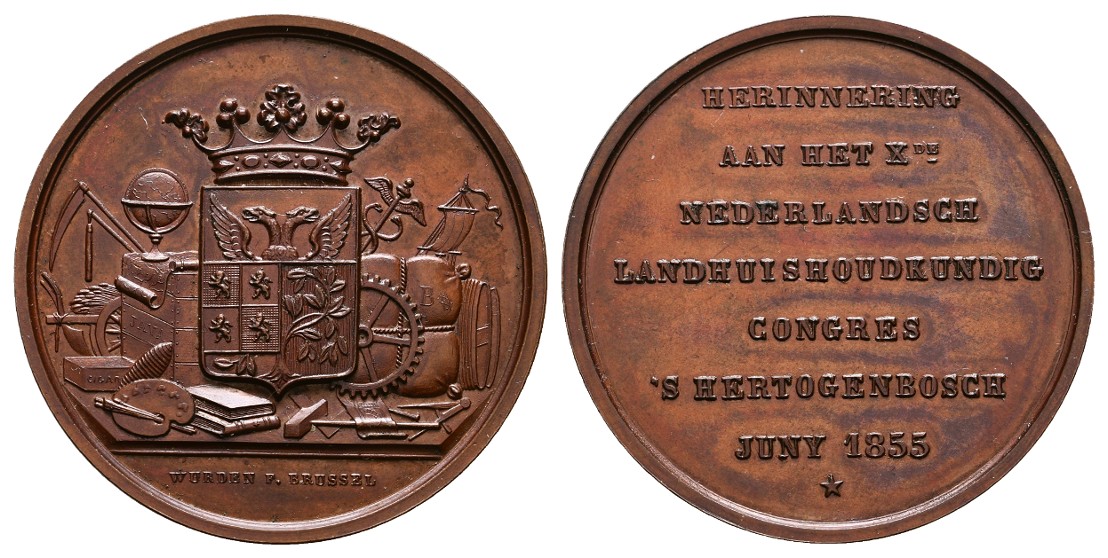  Linnartz Niederlande Bronzemedaille 1855 Landwirtschaftskongress fstgl Gewicht: 31,8g   