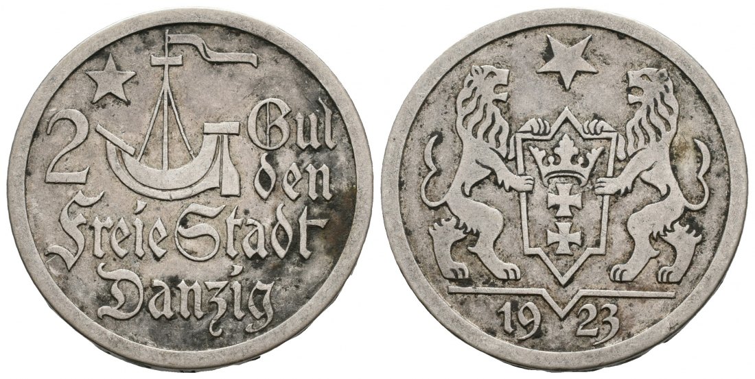 PEUS 5299 Deutsches Reich Freie Stadt Danzig 2 Gulden 1923 Sehr schön