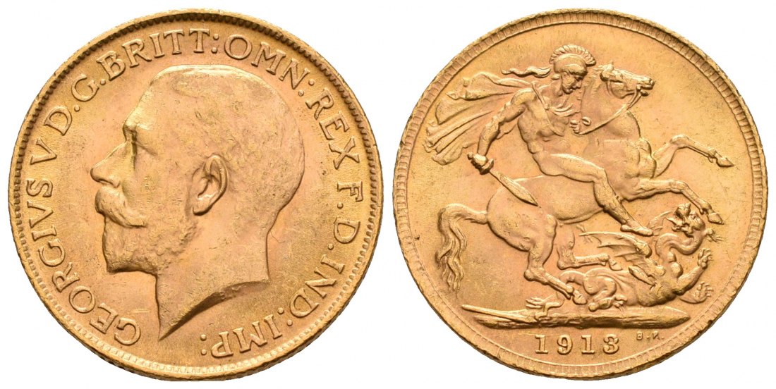 PEUS 5310 Großbritannien 7,32 g Feingold. Georg V. (1910 - 1936) Sovereign GOLD 1913 Kl. Kratzer, fast Vorzüglich