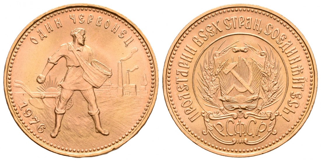 PEUS 5311 Russland 7,74 g Feingold. Tscherwonez 10 Rubel GOLD 1976 Kl. Kratzer, fast Stempelglanz