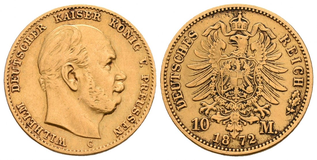 PEUS 5319 Preußen - Kaiserreich 3,58 g Feingold. Wilhelm I. (1861 - 1888) 10 Mark GOLD 1872 C Frankfurt Sehr schön