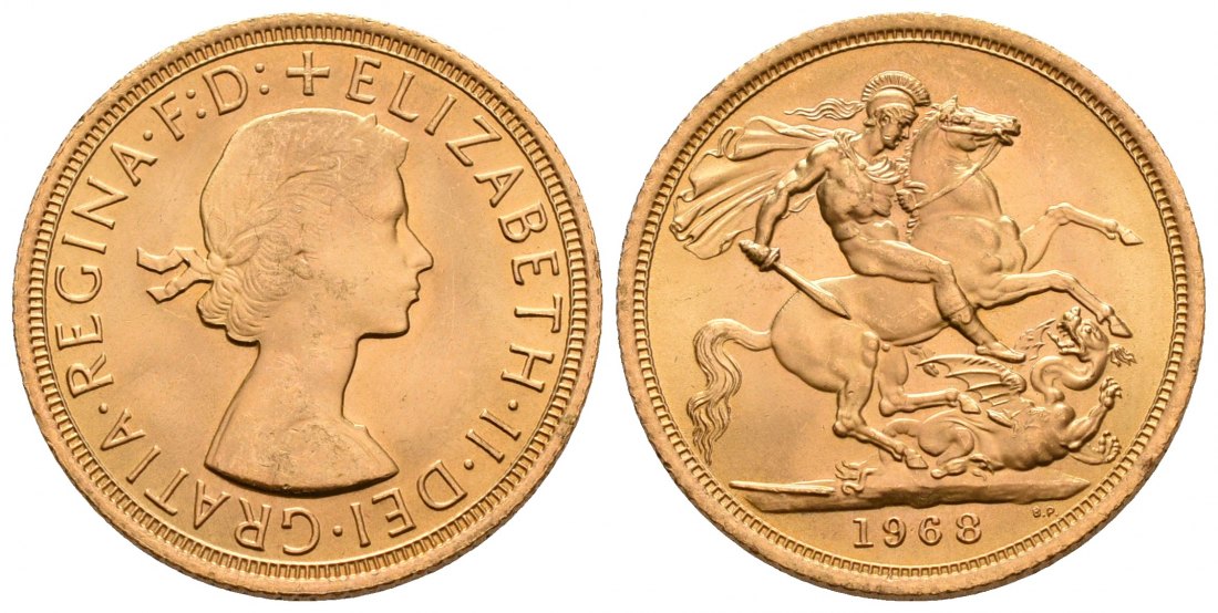 PEUS 5324 Grossbritannien 7,32 g Feingold. Elizabeth II. (1952 - heute) Sovereign GOLD 1968 Kl. Kratzer, fast Stempelglanz