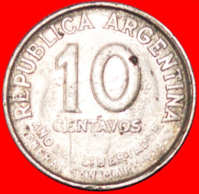  • SAN MARTIN (1778-1850): ARGENTINIEN ★ 10 CENTAVOS 1950! OHNE VORBEHALT!   