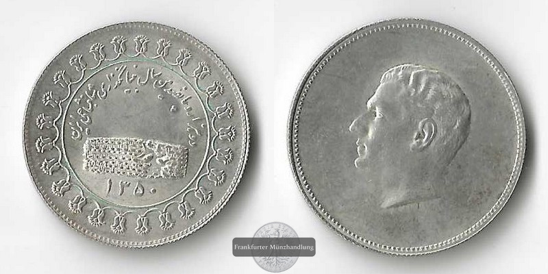  Iran,  Medaille 1971  Mohamed Reza Shah  FM-Frankfurt  Gewicht: 11,35g   