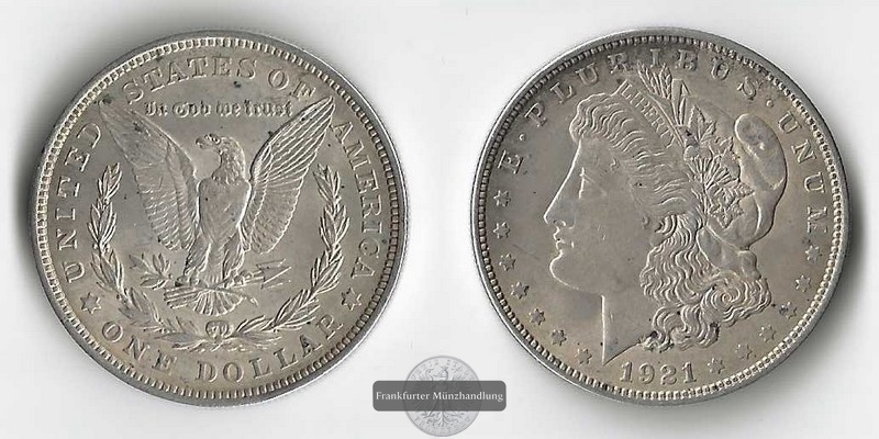  USA,  1 Dollar   1921   Morgan Dollar   FM-Frankfurt   Feinsilber: 24,06g   