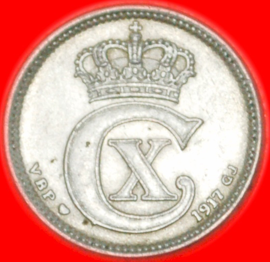  • CHRISTIAN X (1912-1947) SILVER★ DENMARK★ 10 ORE 1917! LOW START ★ NO RESERVE!   