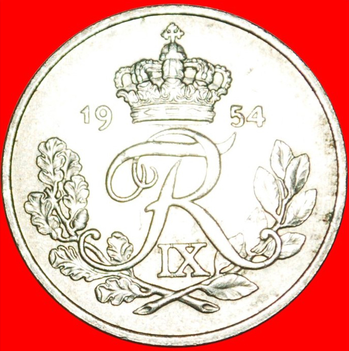  • FREDERIK IX. (1947-1972) MONOGRAMM: DÄNEMARK ★ 25 OERE 1954! OHNE VORBEHALT!   