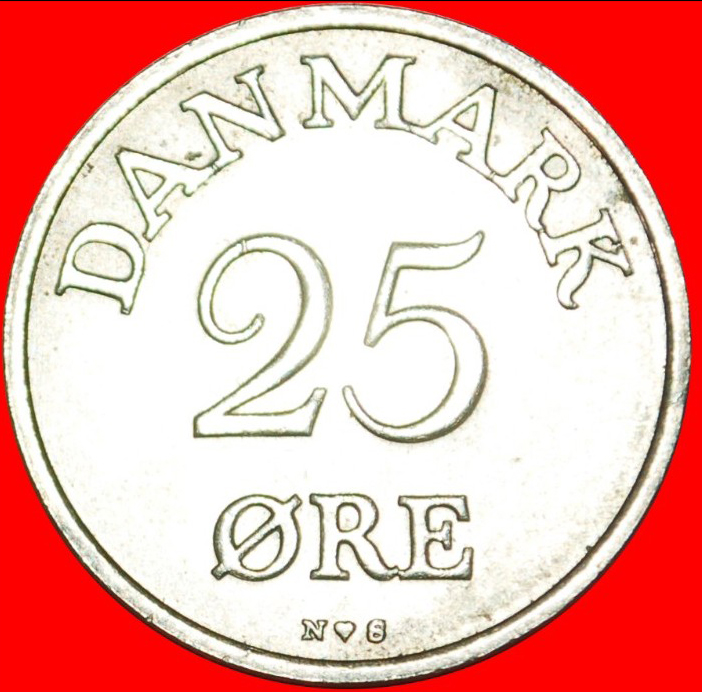  • FREDERICK IX (1947-1972) MONOGRAM: DENMARK ★ 25 ORE 1954! LOW START ★ NO RESERVE!   