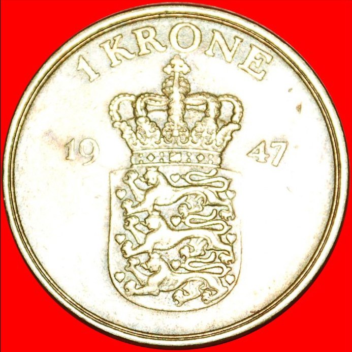  • NEW TYPE: DENMARK ★ 1 KRONE 1947! UNCOMMON! LOW START ★ NO RESERVE!   