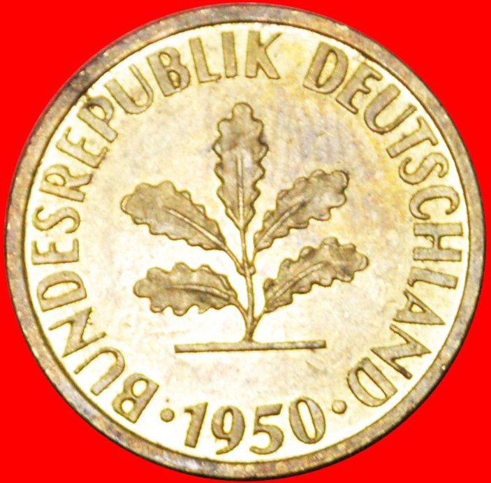 • EICHE: DEUTSCHLAND ★ 10 PFENNIG 1950J VZGL STEMPELGLANZ SELTEN! OHNE VORBEHALT!