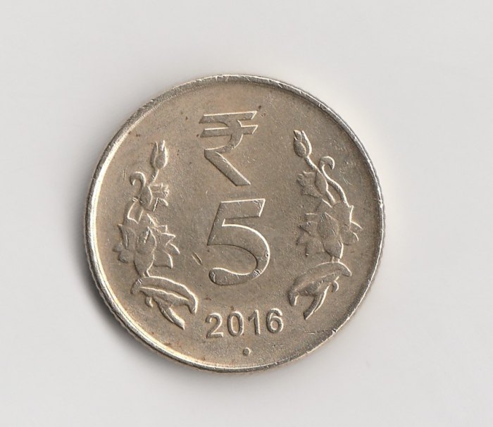  5 Rupees Indien 2016 mit Punkt unter der Jahreszahl (M540)   