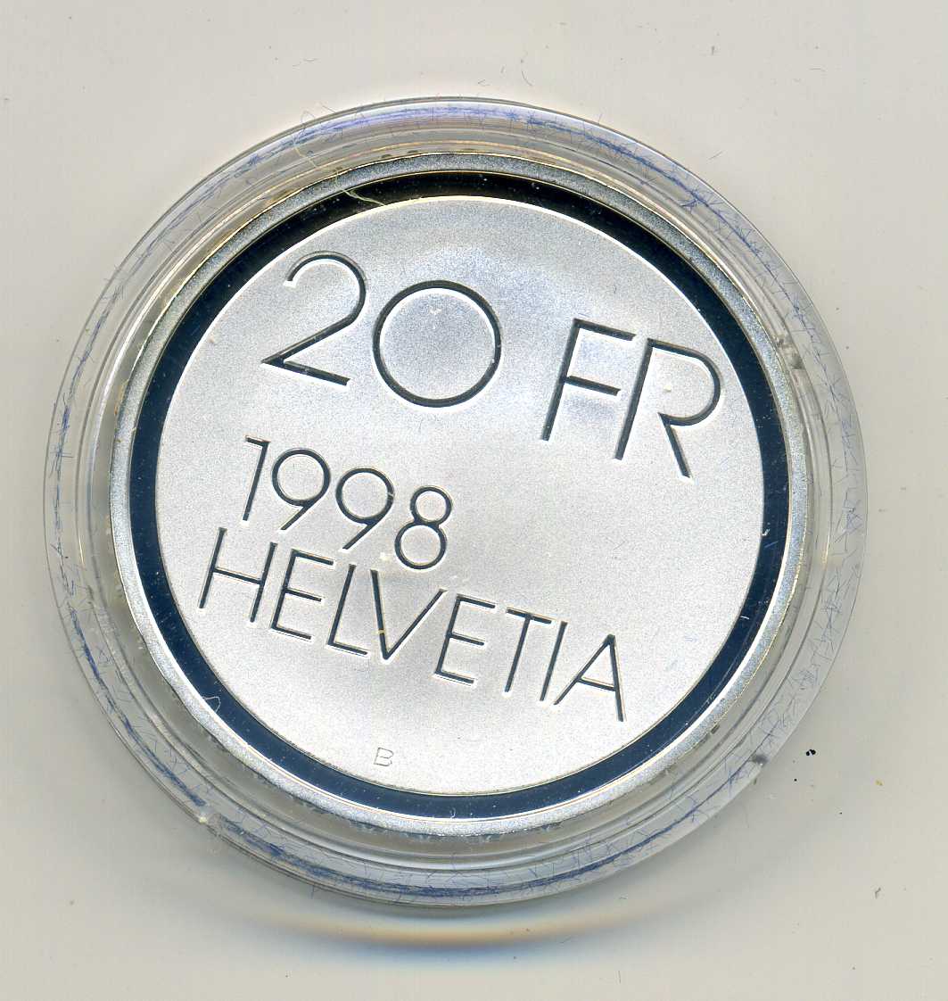  20 Franken 1998 PP Conrad Meyer Original Etui+Zertifikat   