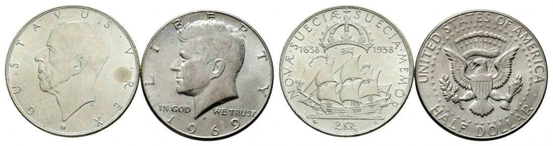  Schweden - USA, 2 Kleinmünzen 1938/1969   