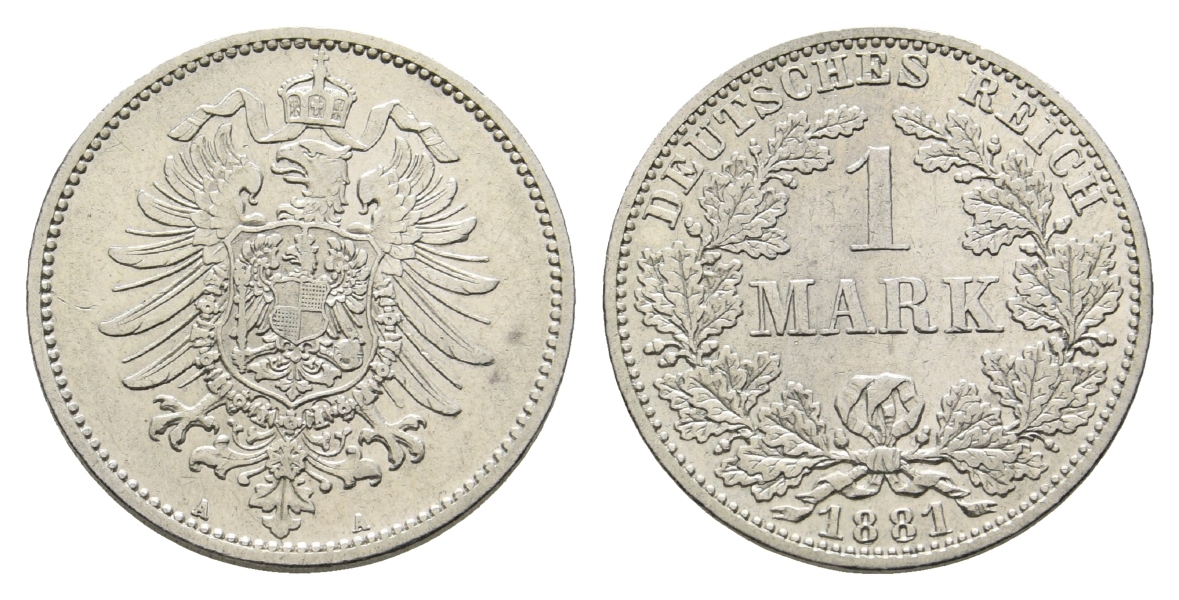  Kaiserreich, 1 Reichsmark 1881 A   