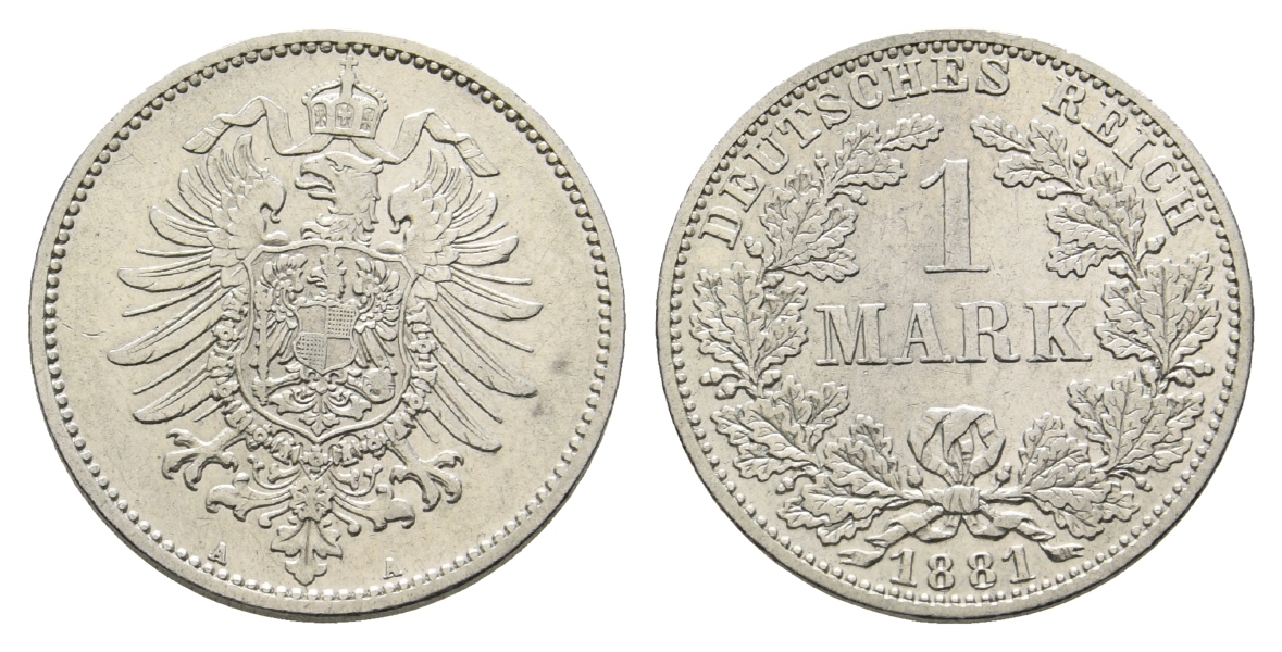  Kaiserreich, 1 Reichsmark 1881 A   