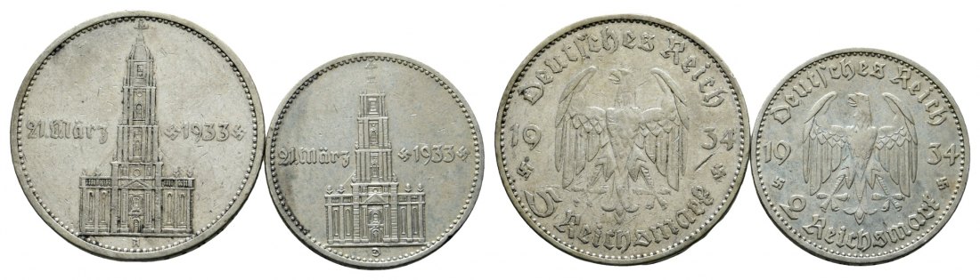  Drittes Reich, 5 Reichsmark 1934 / 2 Reichsmark 1934   