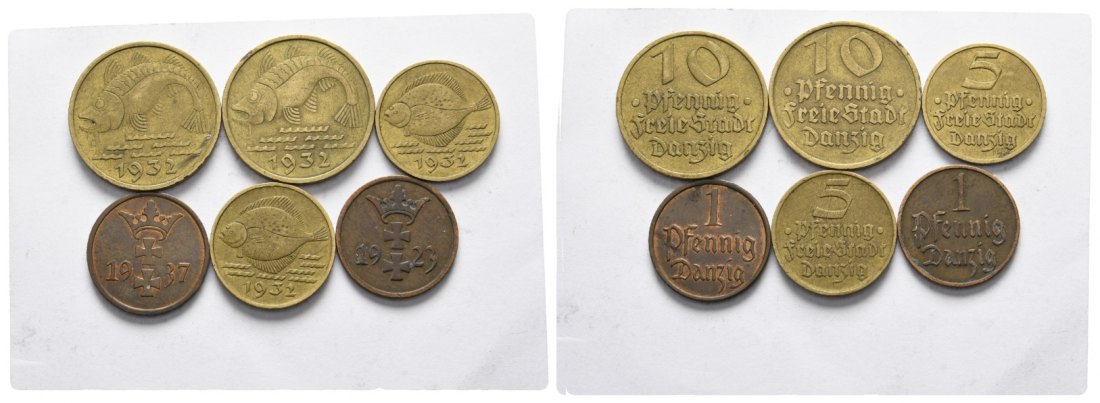  Danzig, 6 Kleinmünzen   