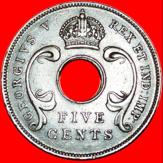  • GROSSBRITANNIEN: OSTAFRIKA ★ 5 CENTS 1925! Georg V. (1911-1936) OHNE VORBEHALT!   