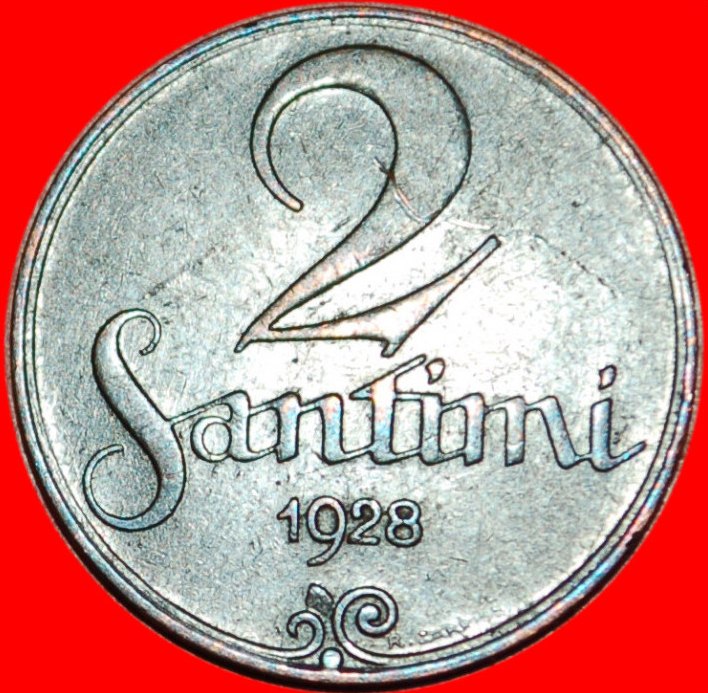  * IMITATION OF GOTHIC SCRIPT★ latvia (ex. USSR, russia)★ 2 SANTIMES 1928! LOW START ★ NO RESERVE!   