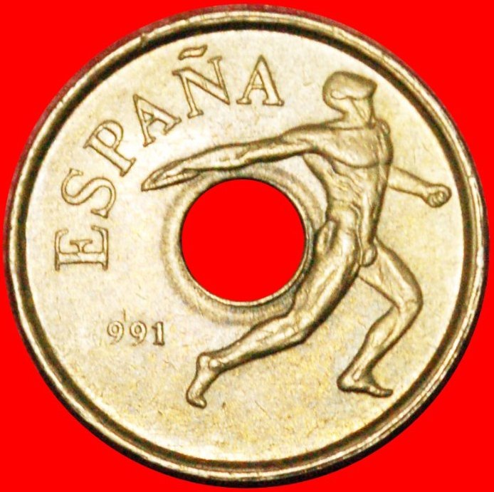  • ERROR NUDE DISCUS THROWER: SPAIN ★ 25 PESETAS 991 NOT 1991! LOW START★ NO RESERVE!   