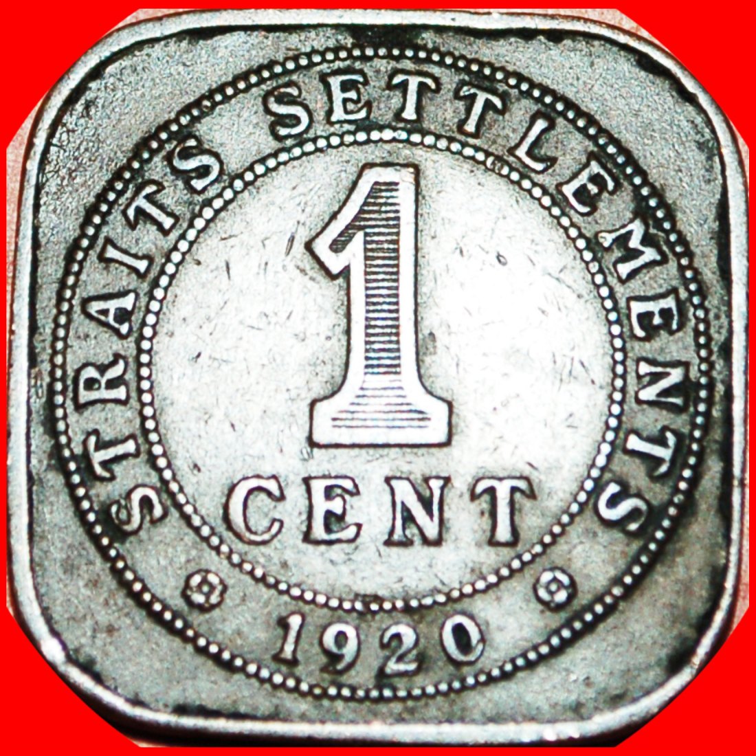  • VIERECKIG (1919-1926): STRAITS SETTLEMENTS ★ 1 CENT 1920! GEORG V. (1911-1936)! OHNE VORBEHALT!   