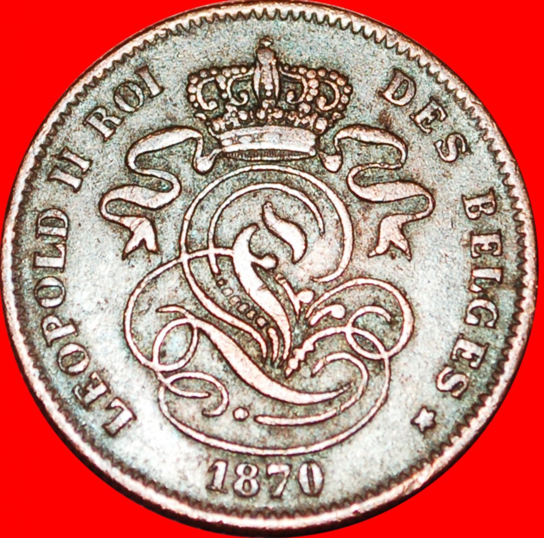 • LEOPOLD II (1865-1909): BELGIUM 2 CENTIMES 1870 FRENCH LEGEND! LOW START ★ NO RESERVE!