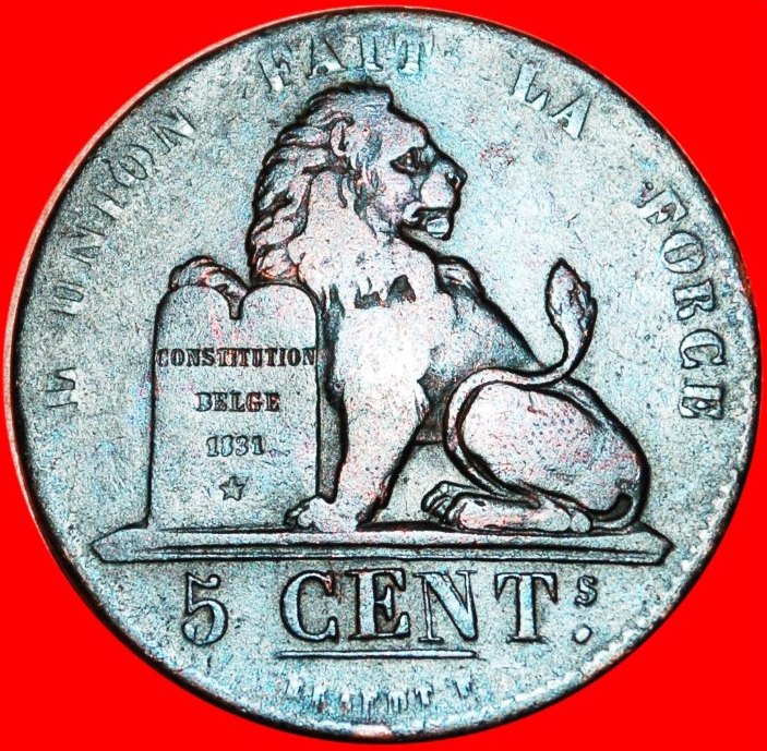  • OHNE PUNKT IN DER UNTERSCHRIFT: BELGIEN ★ 5 CENTIMES 1837! Leopold I (1831-1865) OHNE VORBEHALT!   