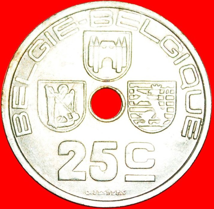  • NIEDERLÄNDISCHE LEGENDE: BELGIEN ★ 25 CENTIMES 1938! uSTG STEMPELGLANZ! Leopold II OHNE VORBEHALT!   