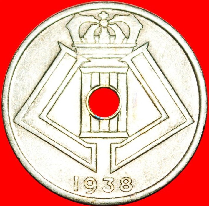  • NIEDERLÄNDISCHE LEGENDE: BELGIEN ★ 25 CENTIMES 1938! uSTG STEMPELGLANZ! Leopold II OHNE VORBEHALT!   