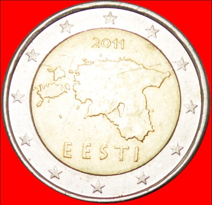  • MAP WITH LAKES: estonia (ex. the USSR, russia) ★ 2 euro 2011! LOW START ★ NO RESERVE!   