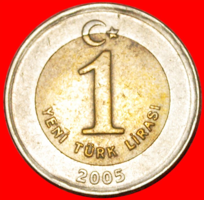  * BI-METALLISCH 2 EURO: TÜRKEI ★ 1 NEU LIRA 2005! OHNE VORBEHALT!   