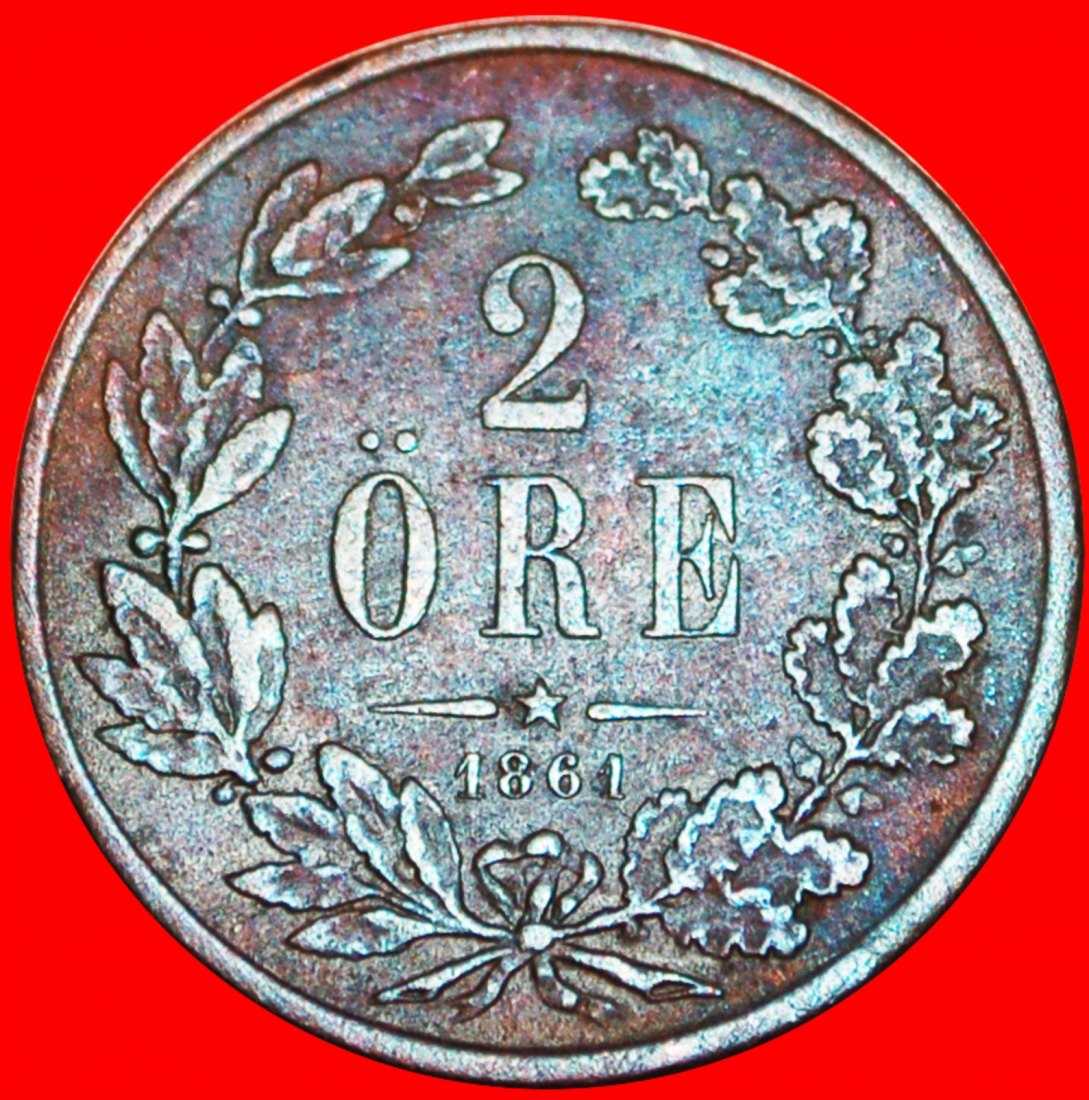 • PORTRÄT KARL XV. (1860-1872): SCHWEDEN ★ 2 OERE 1861! OHNE VORBEHALT!
