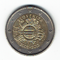 2 Euro Slowenien 2012 (10 Jahre Euro Bargeld)(g1405)