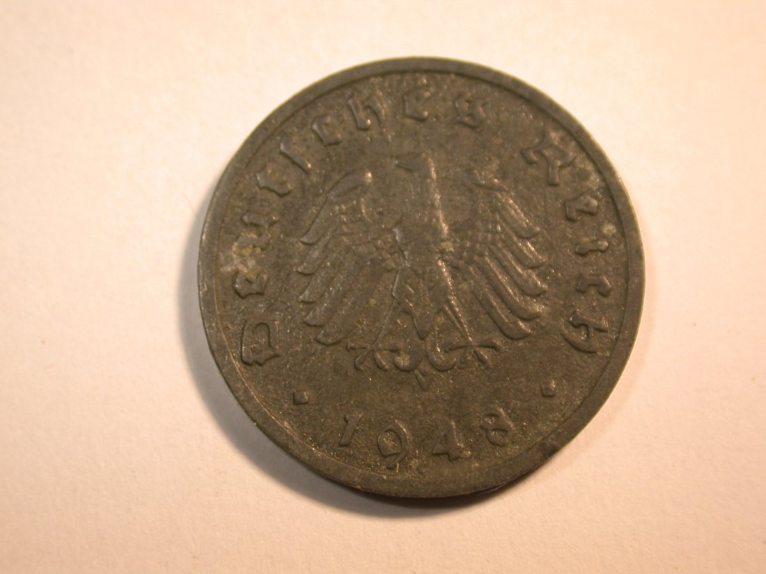  F10  Alliierte Besatzung  10 Pfennig 1948 F in ss  Originalbilder   