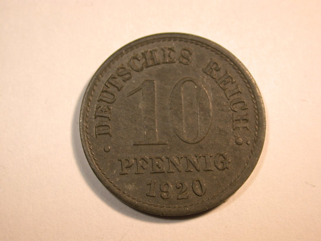  F10  KR Ersatzmünze  10 Pfennig 1920 in vz-st/f.st  Erhaltung!! Originalbilder   
