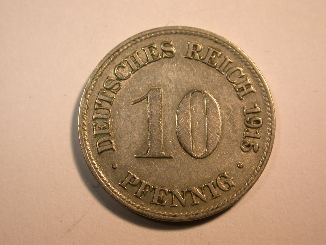 F10 KR 10 Pfennig 1915 D in ss-vz Originalbilder