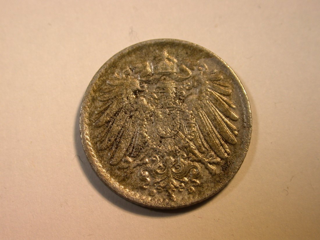  F10  KR  5 Pfennig 1916 D in f.ss  Originalbilder   