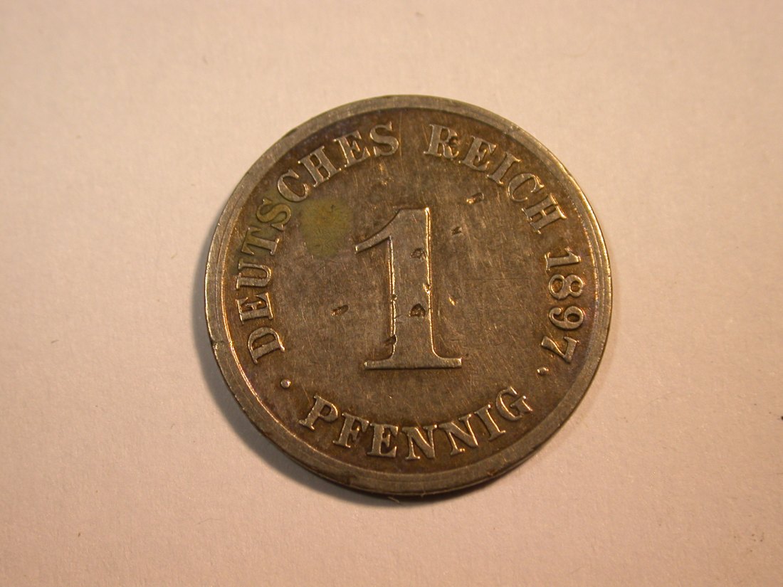  F10  KR  1 Pfennig 1897 J in f.ss  Originalbilder   