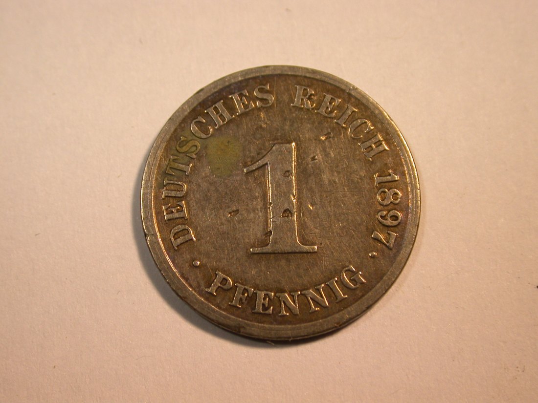 F10 KR 1 Pfennig 1897 J in f.ss Originalbilder