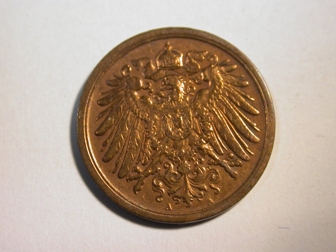  F10  KR  2 Pfennig 1908 A in ss, geputzt  Originalbilder   