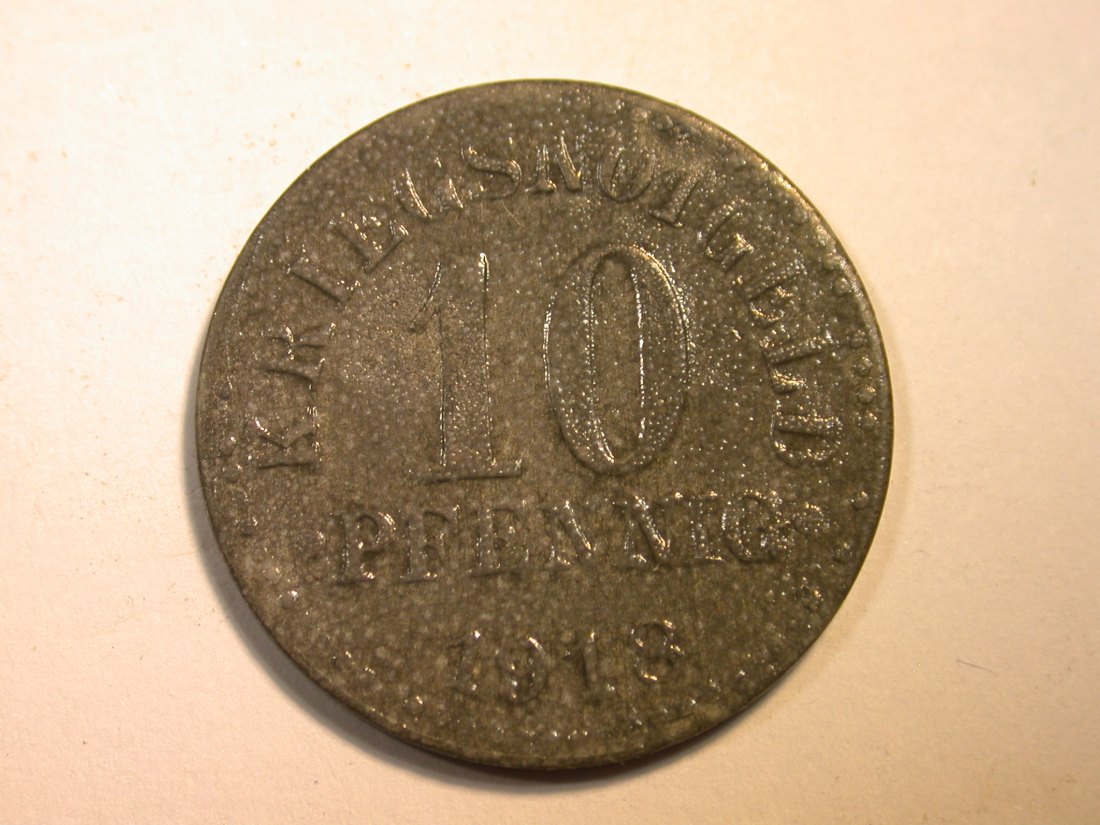 F10 Braunschweig 10 Pfennig 1918 Zink in vz/vz+, zaponiert Originalbilder